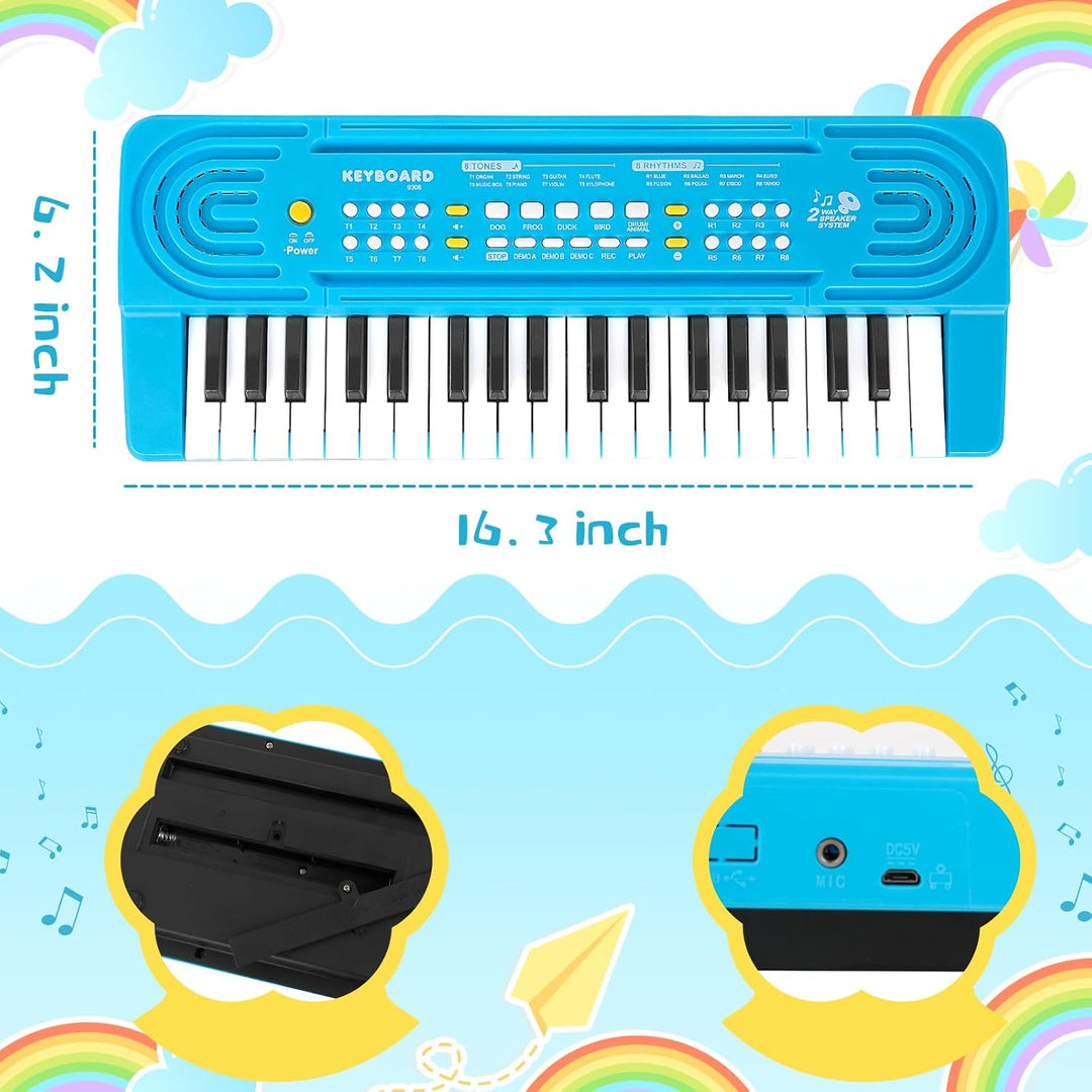Keyboard Kinder mit Mikrofon, Multifunktions Kinder Klaviertastatur, 37 Tasten Elektronisches Klavie