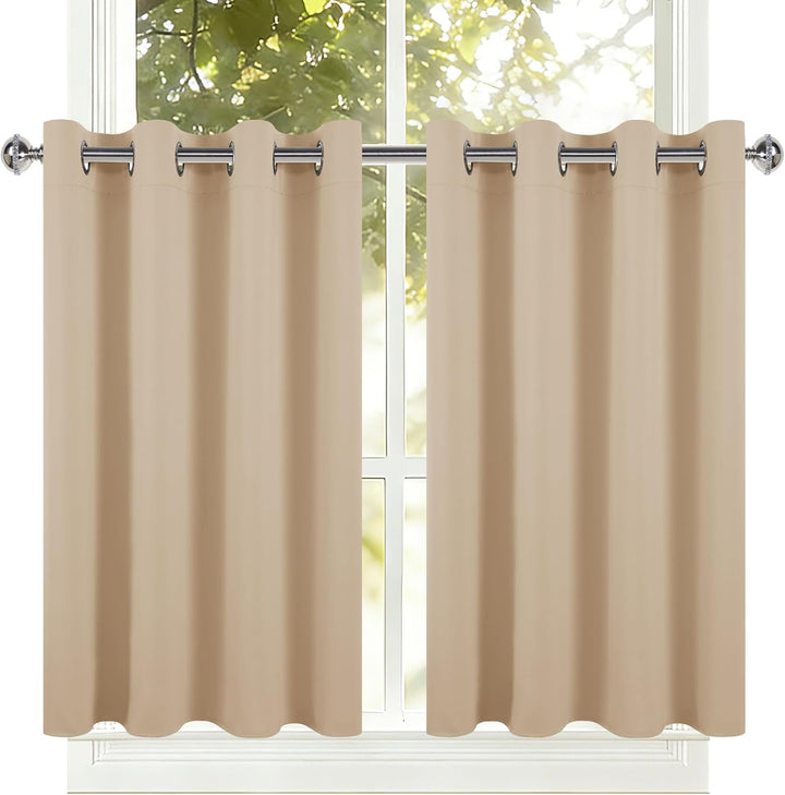 DWCN Beige Verdunkelungsvorhänge für Kleine Fenster 2er Set 120 x 90 (HxB), Vorhänge Blickdicht für