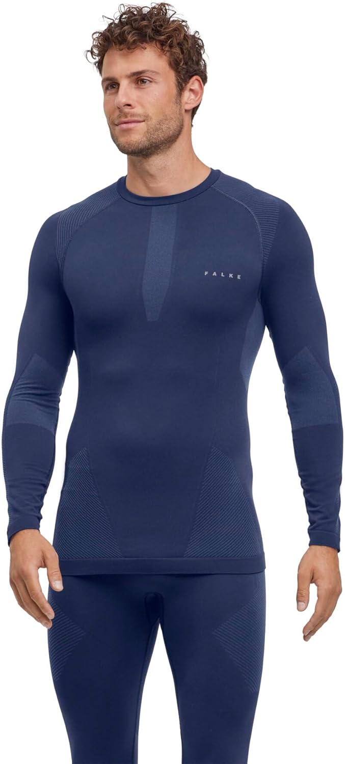 FALKE Herren Warm Round Neck Funktionsshirt Langarm für milde bis kalte Temperaturen warme Funktions
