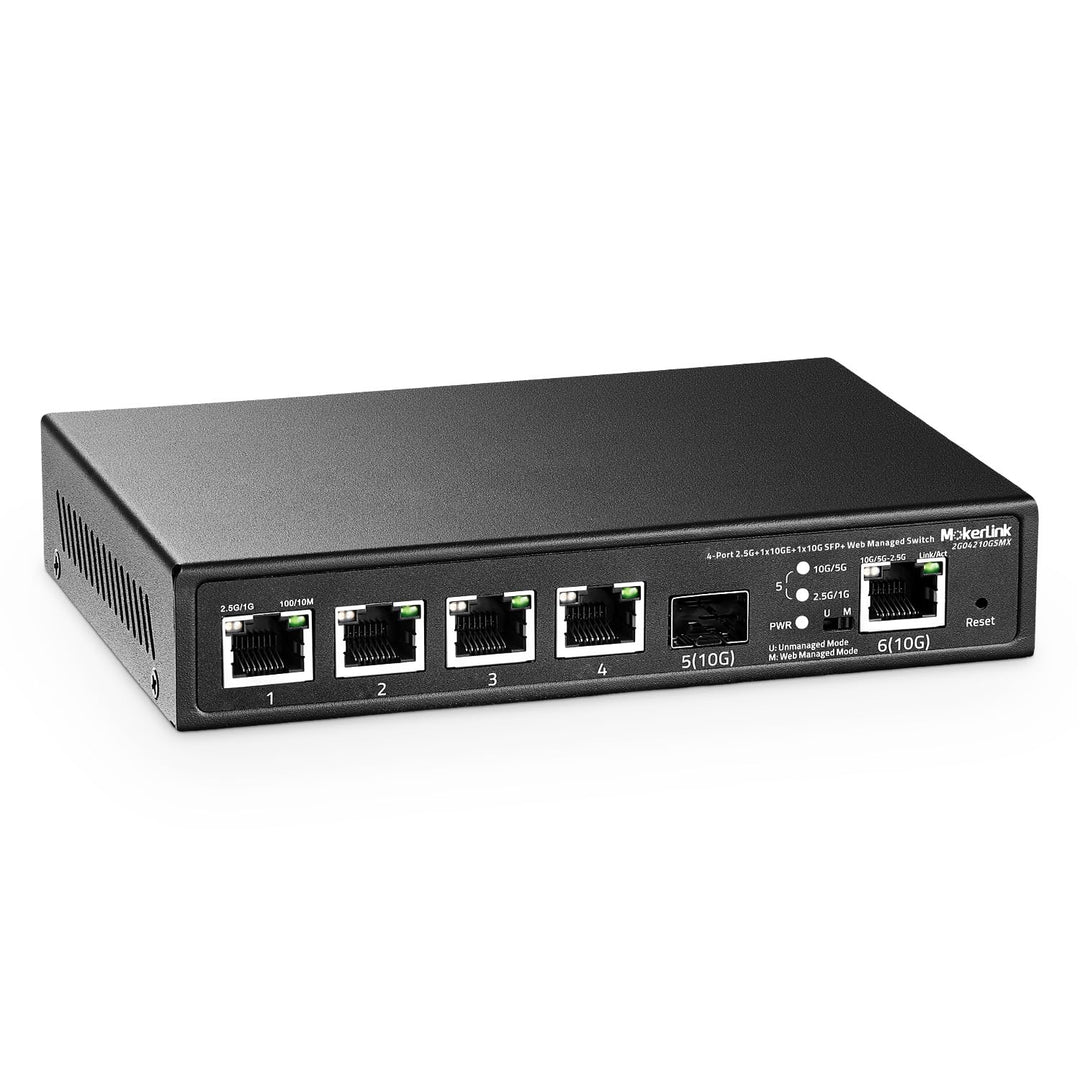 MokerLink 4 Port 2.5G Ethernet Managed Switch, 1 Port 10G Ethernet, 1 Port 10G SFP+ Slot, 4 x 2.5G B