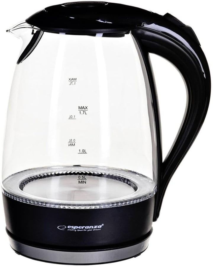 Elektrischer Wasserkocher Salto Angel 1,7L Glas Mit Led-Licht, Schwarz