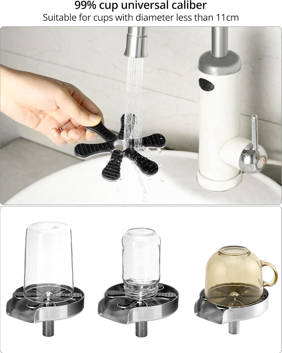 QWORK® 304 Edelstahl Gläserspüler, Automatische Glasspüler, Cupwasher, Glass Rinser, für Küchenspüle