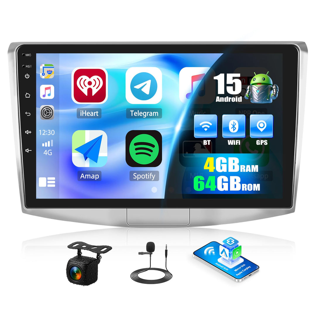 CAMECHO 4+64G Android 15 Navi Autoradio für VW Magotan/CC Passat B7 B6 2010-2014 mit Rückfahrkamera,