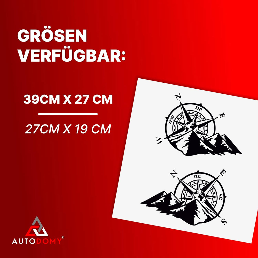 Autodomy Kompass Off Road Sport Trail 4x4 Weltkarte Aufkleber Paket 2 Stück für Auto oder Motorrad (