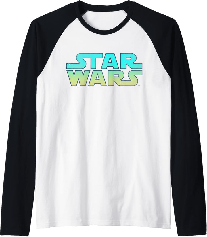 Star Wars Logo Blue & Green Gradient Raglan