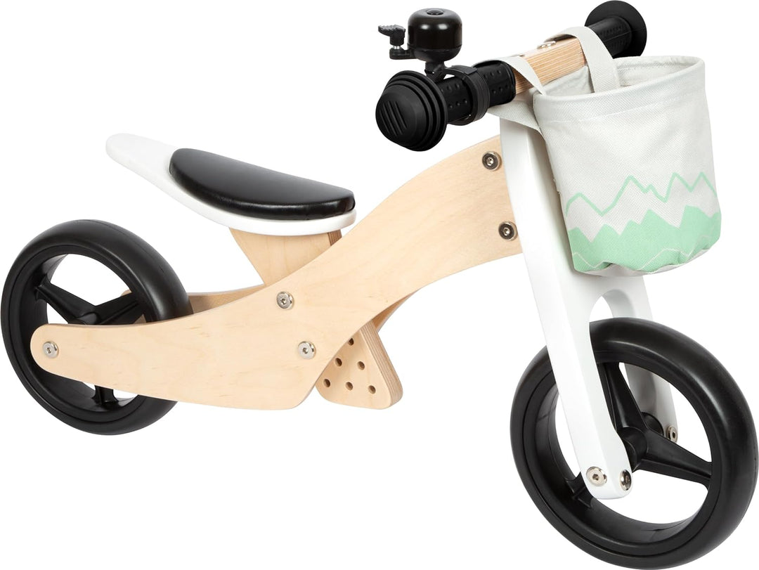small foot Laufrad und Dreirad Salbeigrün aus Holz, 4in1, mit verstellbarem Sitz und gummierten Reif