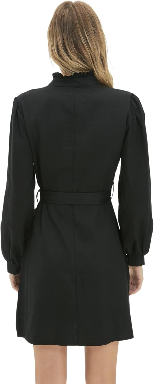 TRENDYOL Damen Mini wrapover almindelig kjole Dress, Schwarz, 34 EU
