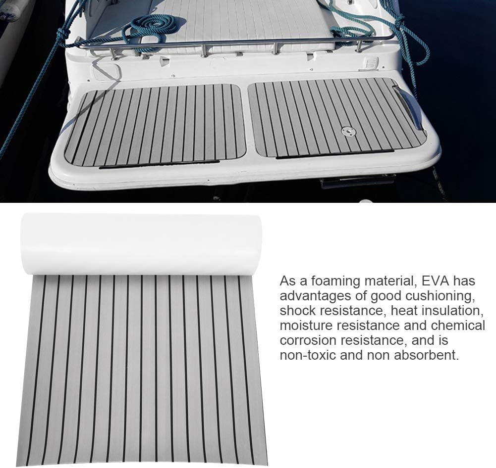 EBTOOLS Decking Bootsboden Synthetik-Teakfolie Teak-Eva Bodenmatte für Yacht, 240 x 90 x 0,6 cm, Gra