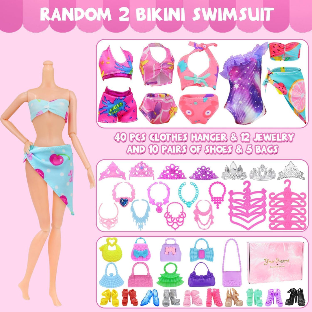 101 Teile Puppenkleidung Set Puppenzubehör für 11,5 Zoll (29 cm) Puppen mit Hochzeitskleider, Abendk