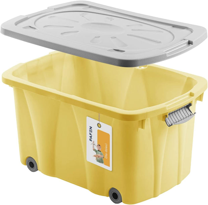 PAFEN Piraten Spielzeugkiste 49l mit Rollen - Schatzkiste 58 x 29,5 x 37,5cm - Spielzeugbehälter Auf