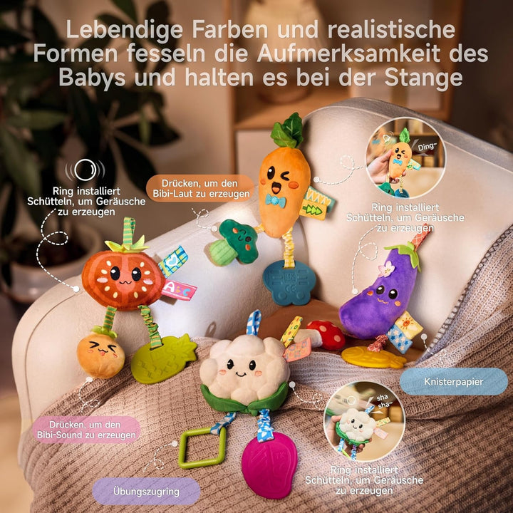 TUMAMA KIDS 4 - Pack Hängende Baby Rassel Spielzeug, Kinderwagen Spielzeug für 0 3 6 9 12 Monate Bab