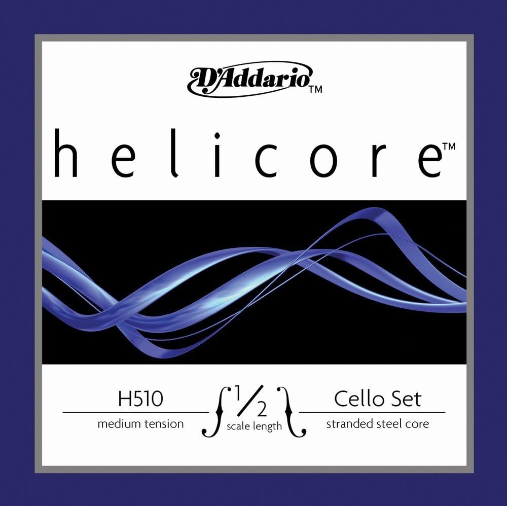 D'Addario H510-1/2M Helicore Cello Saitensatz mehrfach verdrillter Stahlkern 1/2 Medium Full Set Mas