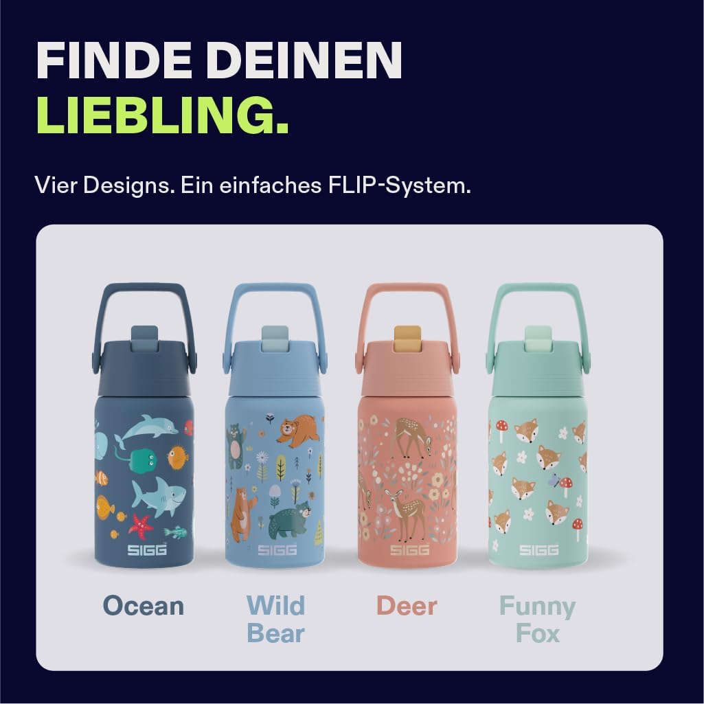 Sigg - Edelstahl Trinkflasche Kinder - Shield FLIP Wild Bear - Auslaufsicher - Federleicht - BPA-fre