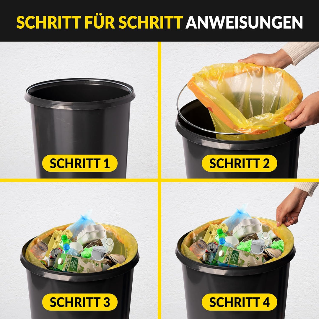 Topanbieter999 60 Liter Mülleimer Sack-Ständer Gelber Sack Eimer Müllsackständer mit grünem Deckel -