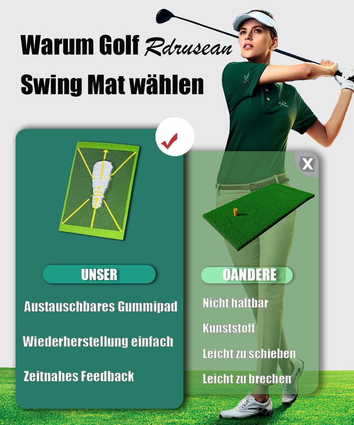 Premium-Golf-Übungsschwungmatte – Path Feedback Golf-Trainingsmatte – Schlagmatte für drinnen und dr