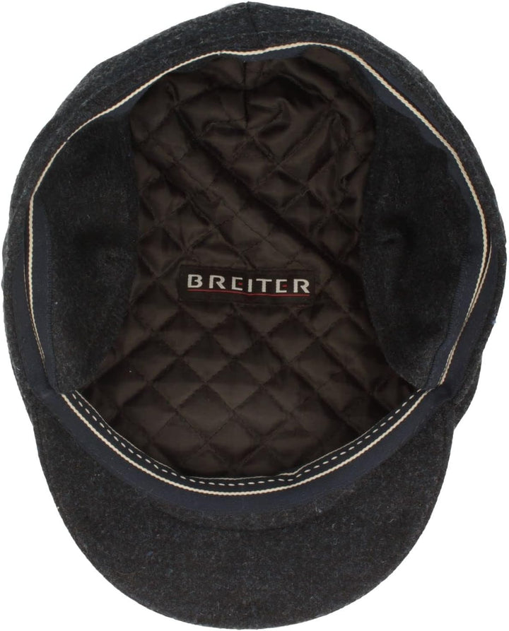 Breiter Herren Winter Schiebermütze mit Ohrenklappen Flatcap Schirmmütze 100% Wolle mit ausklappbare