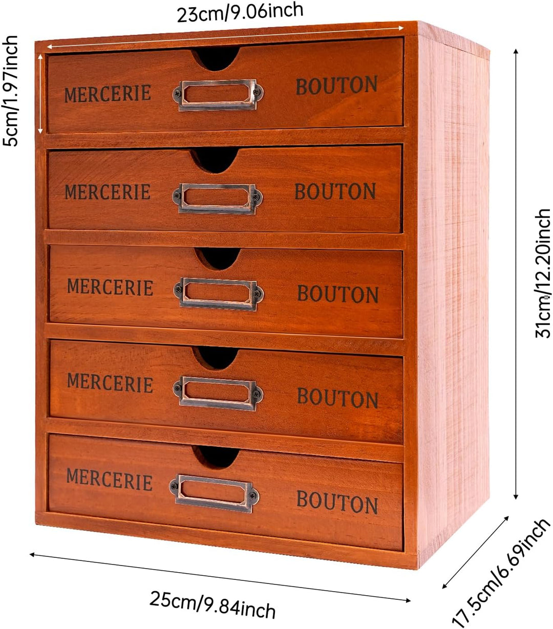 Rollcontainer |Aufbewahrungsschrank 5 Ebenen |Schreibtisch-Organizer aus Holz | Kiefernholz | Retro-