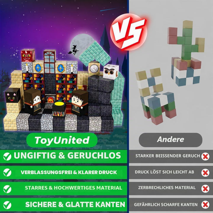 Magnetische Bausteine, 100PCS Magnetspielzeug Kinder Jungen Mädchen, 3D Zauberschloss Würfel Konstru