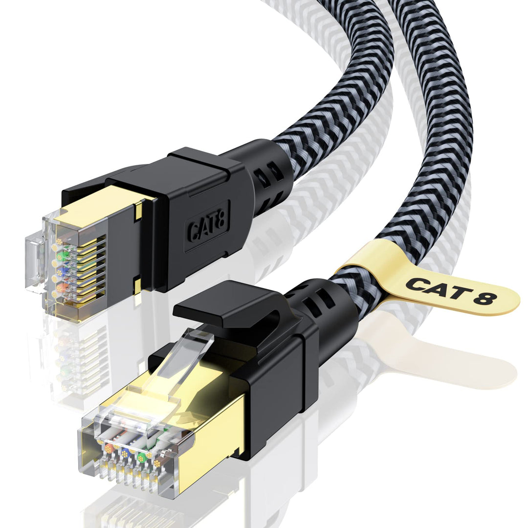 Cat 8 Ethernet Kabel 40M, 40Gbps Netzwerkkabel Hochgeschwindigkeits 2000MHz Ethernet Kabel, Gigabit