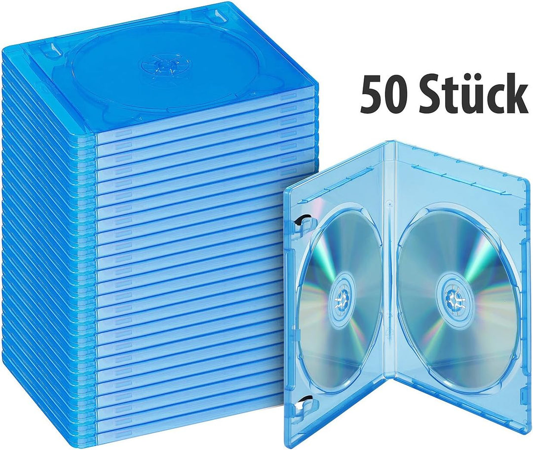 PEARL Blue ray Hülle: Blu-ray Soft-Hüllen blau-transparent im 50er-Pack für 2 Discs (Bluray Cases, L