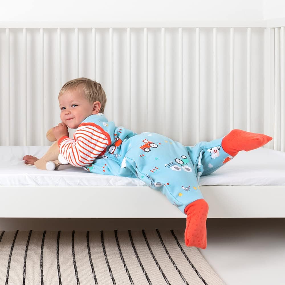 schlummersack Baby Schlafsack mit Füssen Bio Baumwolle Winter 3.5 Tog 70 cm Bauernhof | Schlafsack m