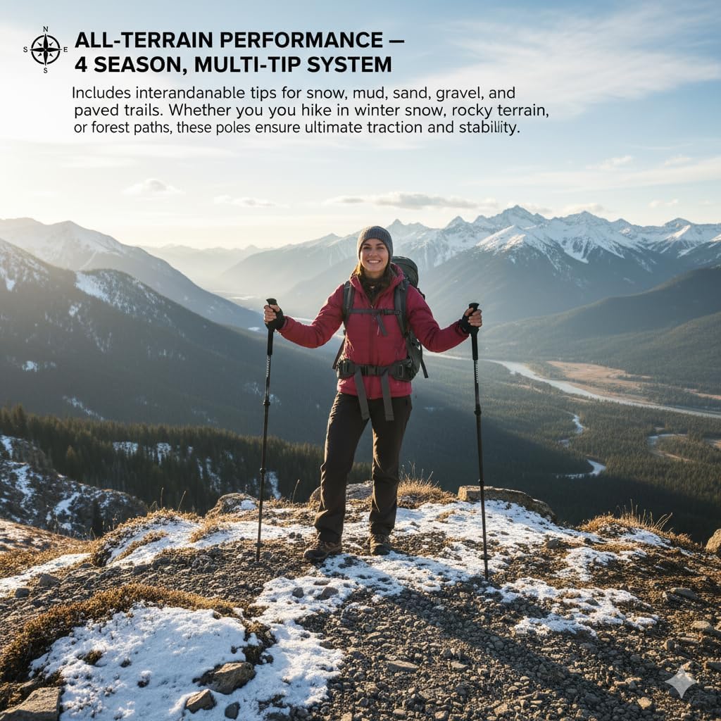 Trekkingstöcke Carbon Ultraleicht 169g – Verstellbare Teleskop Wanderstöcke 63–135cm mit Eva-Griff &