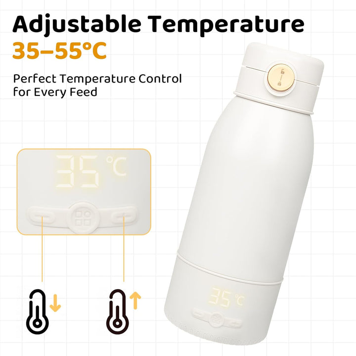 Tragbarer Flaschenwärmer Baby Unterwegs - Schnelles Aufheizen Muttermilch und Wasser, Grosse 500ml K