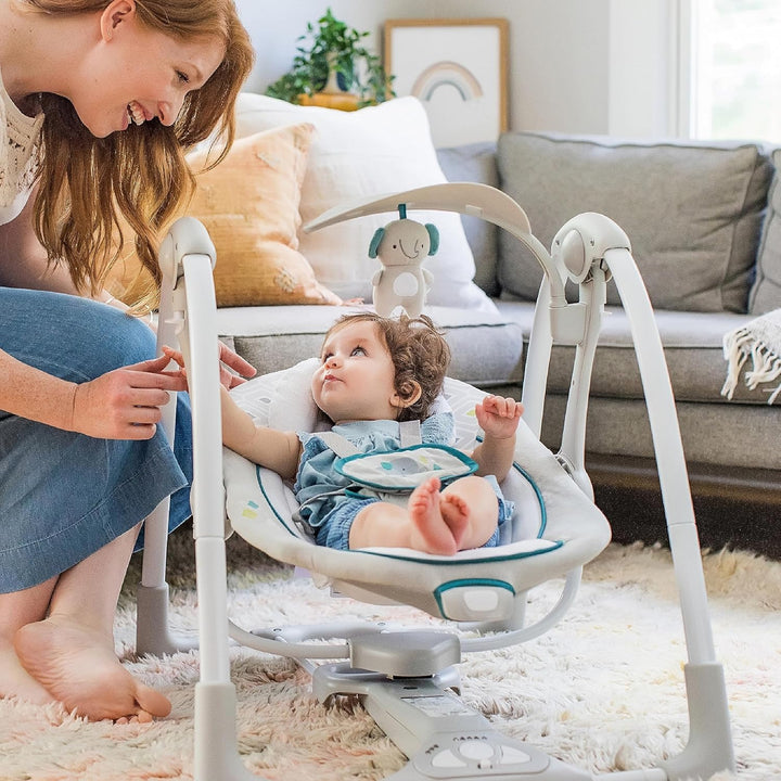 Ingenuity, Nash 2 in 1 zusammenklappbare & tragbare babyschaukel mit 5 Schaukeleinstellungen & Vibra