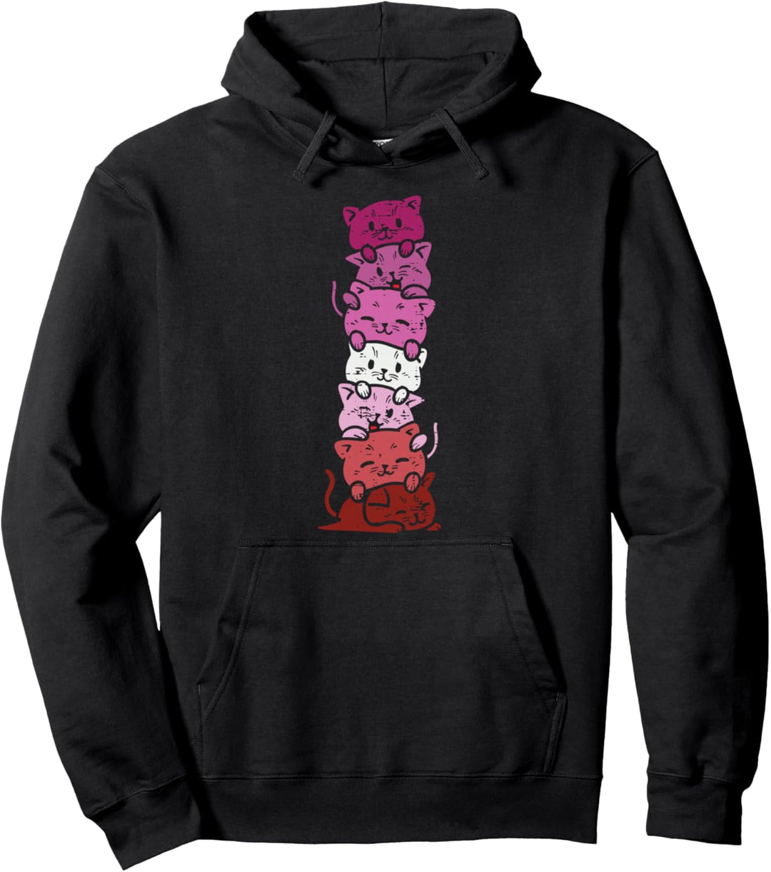 Cat Stack Lesbian Pride Butch Gay Flag LGBT Animal Gift Pullover Hoodie