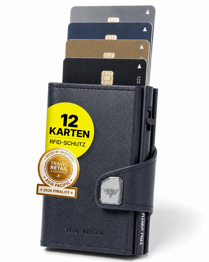 TRU VIRTU® Wallet Click &amp; Slide Strap Edition Nappa Black/Black, Nappa Black/Black