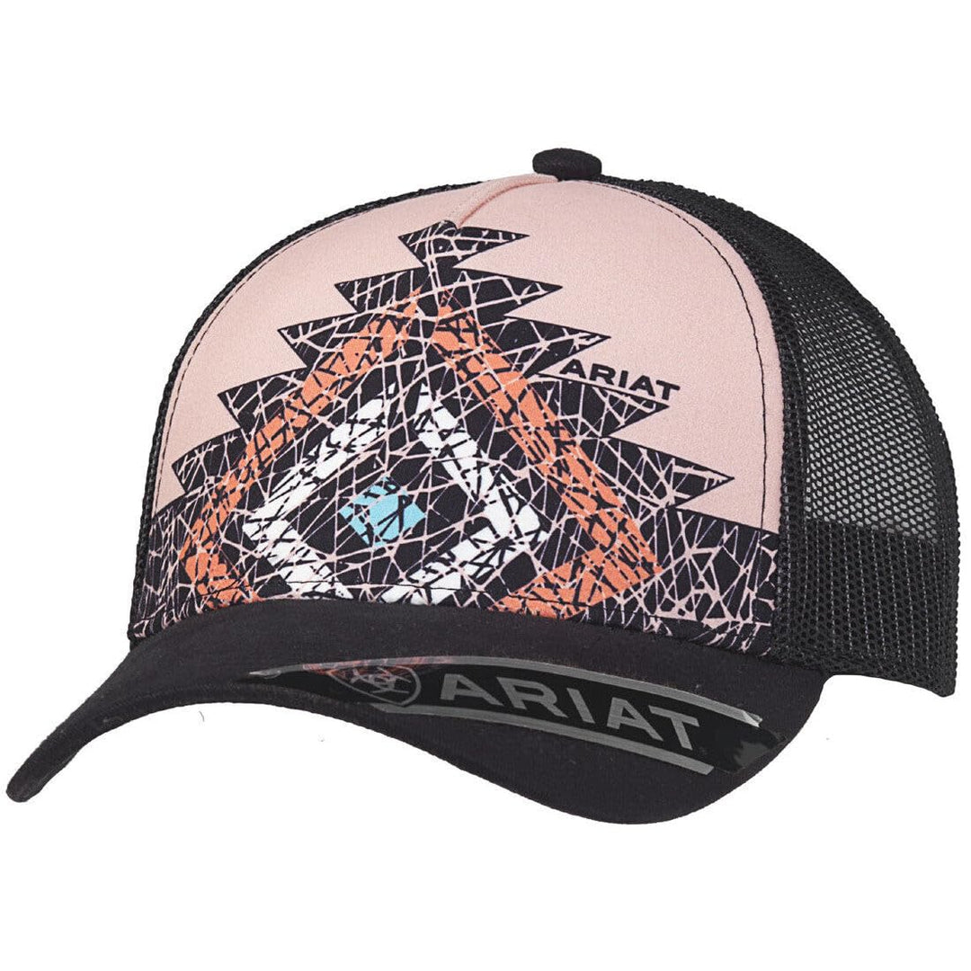 ARIAT Women’s Pink Crackle Aztec 5 Panel Adjustable Trucker Hat