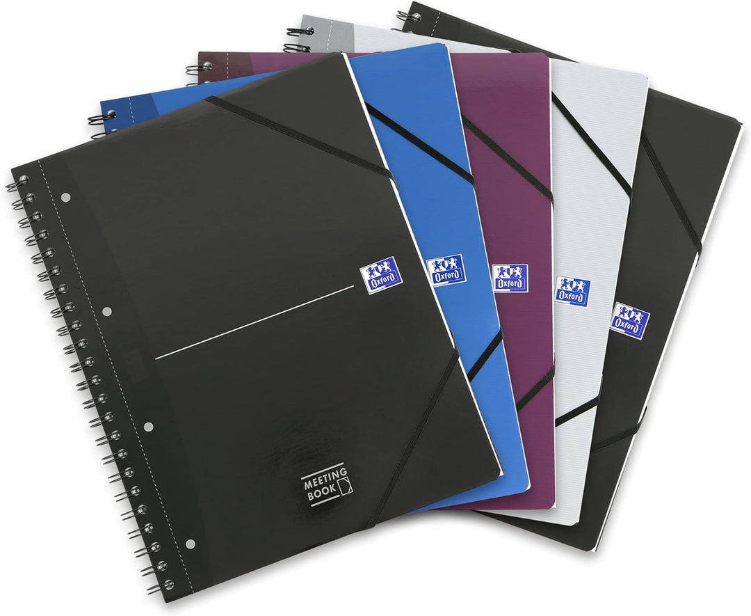 OXFORD Meetingbook Essentials, 5er Pack, DIN A4+, kariert, 90 Blatt, 4 Farben A4+, kariert Meetingbo