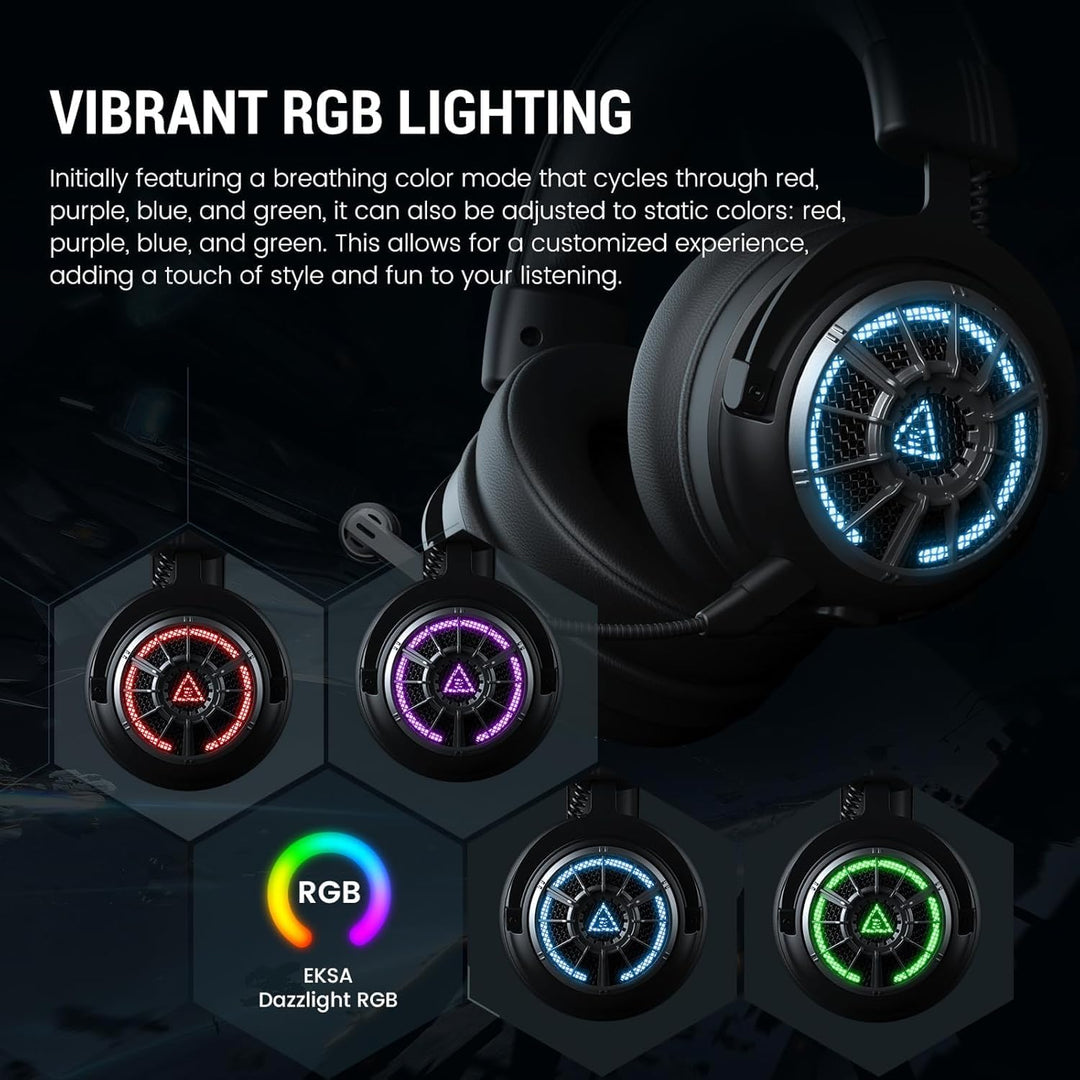 EKSA E5000BT Wireless Gaming Headset, Detachable Noise Canceling Microphone Bluetooth 5.3 Gaming Hea