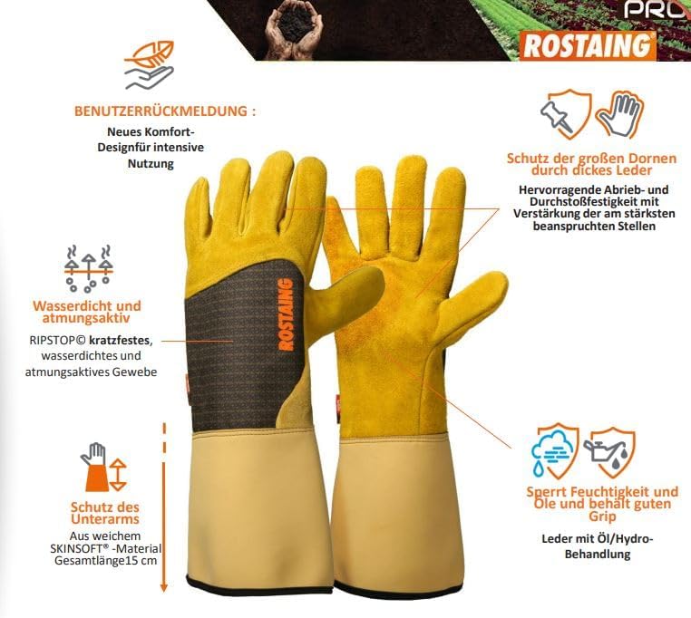 Rostaing roncier-it07 "roncier" Handschuhe – Gelb (gelb / braun), Grösse: 7