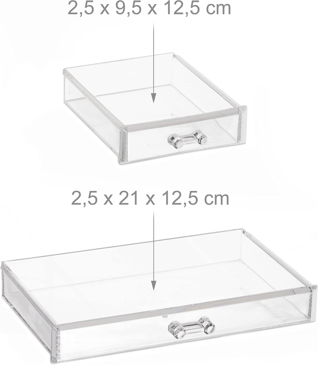 Relaxdays Make Up Organizer Bambus, 4 Schubladen, HBT: 11x23,5x15 cm, Schminkaufbewahrung & Schmuck,