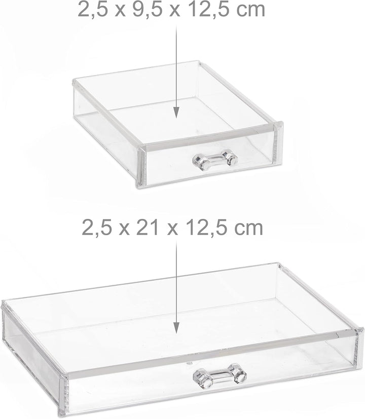 Relaxdays Make Up Organizer Bambus, 4 Schubladen, HBT: 11x23,5x15 cm, Schminkaufbewahrung & Schmuck,