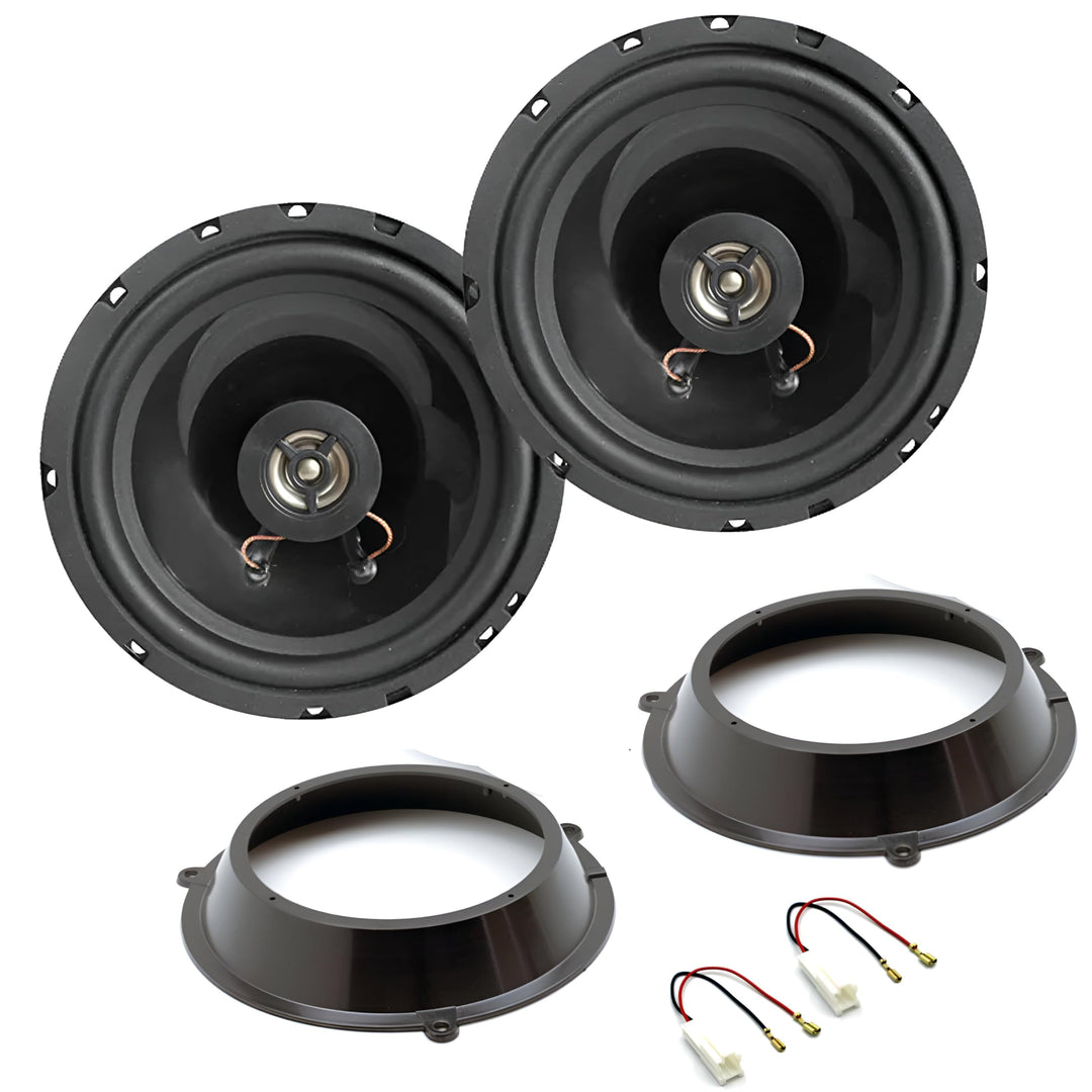 Sound Way 2-Wege-Koaxial-Lautsprecher-Set, 16,5 cm (120 W Max / 60 W RMS) mit Adaptern und Kabeln, k