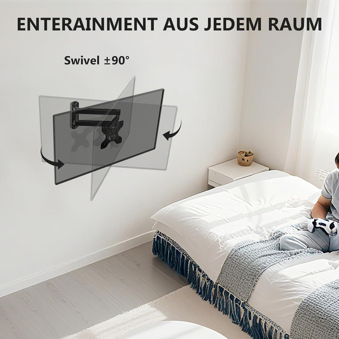 WALI Vollbewegliche TV Wandhalterung, Schwenkbar, Neigbar &amp; Drehbar, für 13-32 Zoll LED/LCD/OLED TV