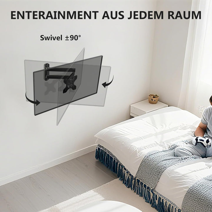 WALI Vollbewegliche TV Wandhalterung, Schwenkbar, Neigbar &amp; Drehbar, für 13-32 Zoll LED/LCD/OLED TV