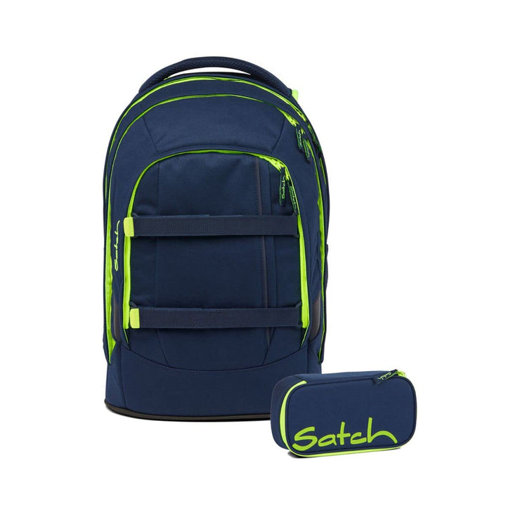Satch Pack Schulrucksack Set 2tlg. mit Schlamperbox Toxic Yellow, Toxic Yellow