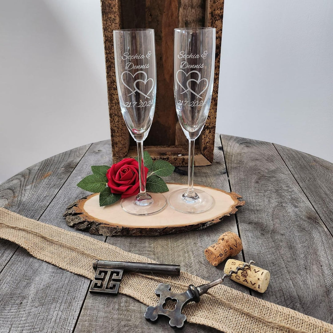 Geschenk zum Valentinstag – Sekt Geschenksets – Sektglas mit Gravur 200ml – Hochzeitsgeschenke – Ges