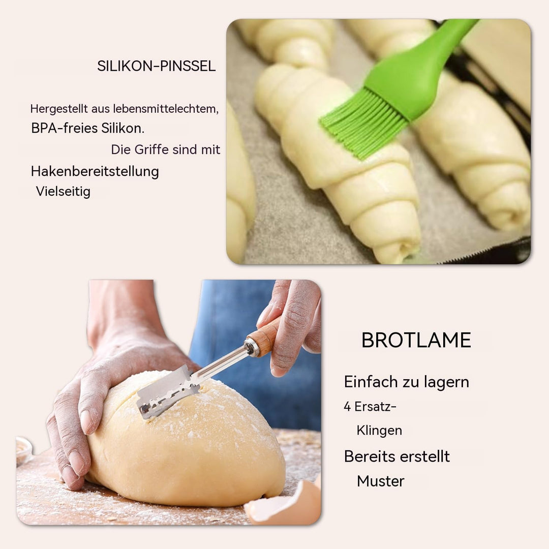 Sauerteig-Starter-Set, runder und ovaler Sauerteig-Gärkorb, 100 % natürliches Rattan, 600 ml Sauerte