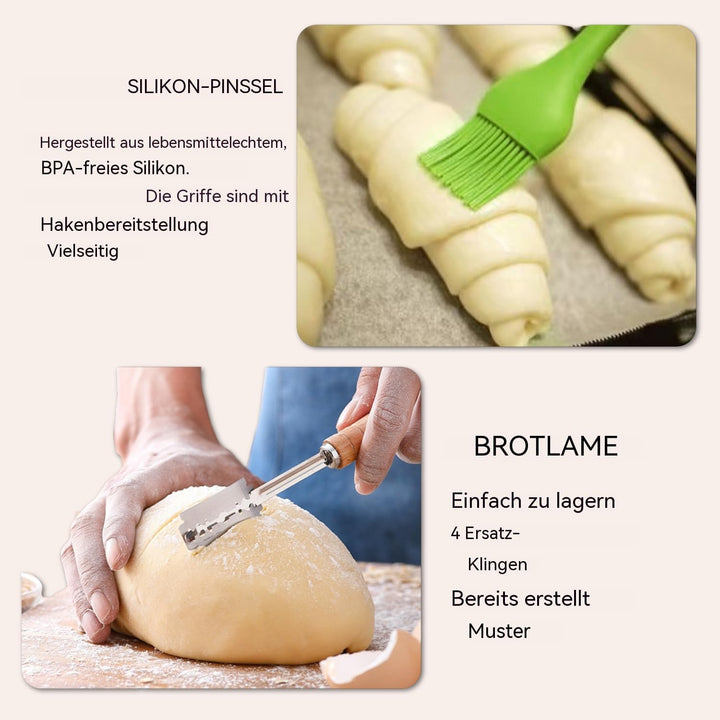 Sauerteig-Starter-Set, runder und ovaler Sauerteig-Gärkorb, 100 % natürliches Rattan, 600 ml Sauerte