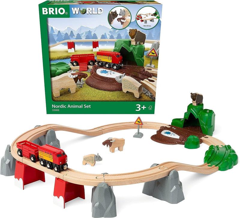 BRIO World 33988 Nordische Waldtiere Set - Zubehör für die BRIO Holzeisenbahn - Empfohlen ab 3 Jahre