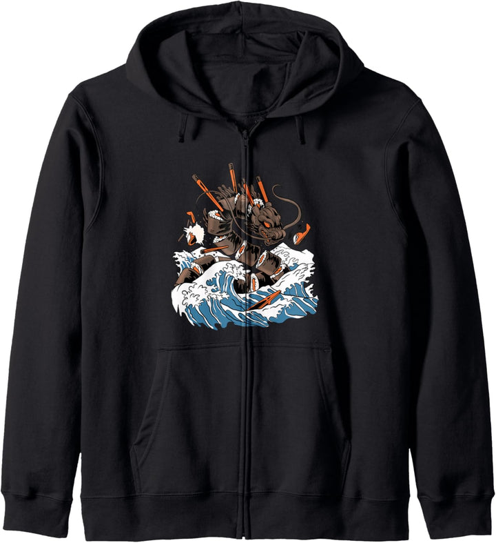 Sushi Drache Japanische Monster Fantasy Art Kapuzenjacke