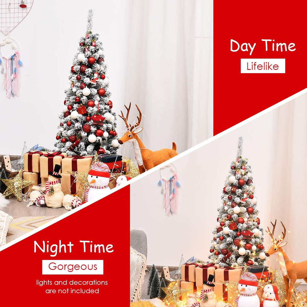 RELAX4LIFE Weihnachtsbaum Künstlich mit Schnee, Tannenbaum 135 cm, Bleistift Weihnachtsbaum, Christb