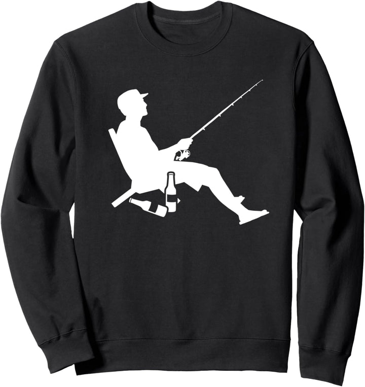 Angler mit Angel und Bier Sweatshirt