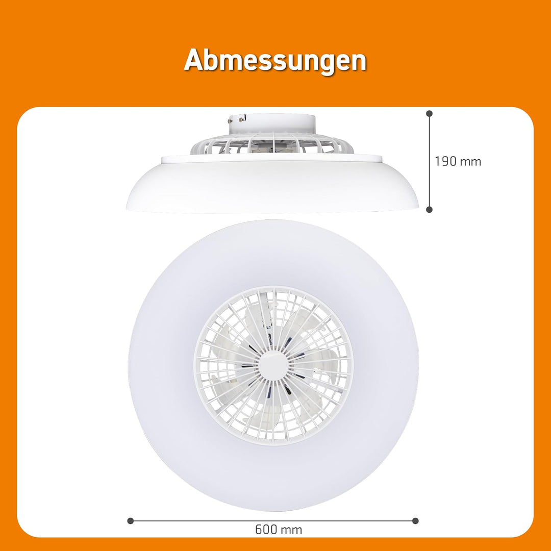 Proventa LED Deckenleuchte mit Ventilator RGB Farbwechsel 54W 3950lm Ø60cm Fernbedienung Deckenventi