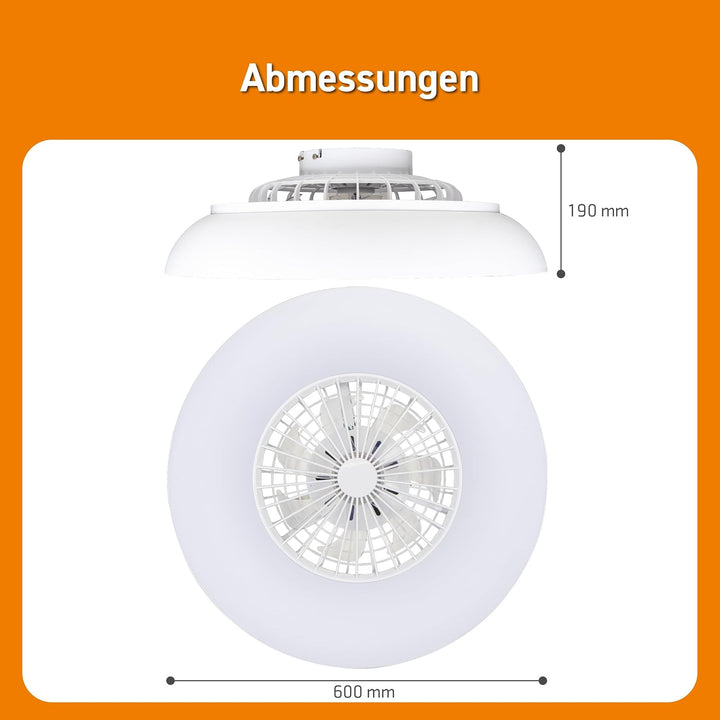 Proventa LED Deckenleuchte mit Ventilator RGB Farbwechsel 54W 3950lm Ø60cm Fernbedienung Deckenventi