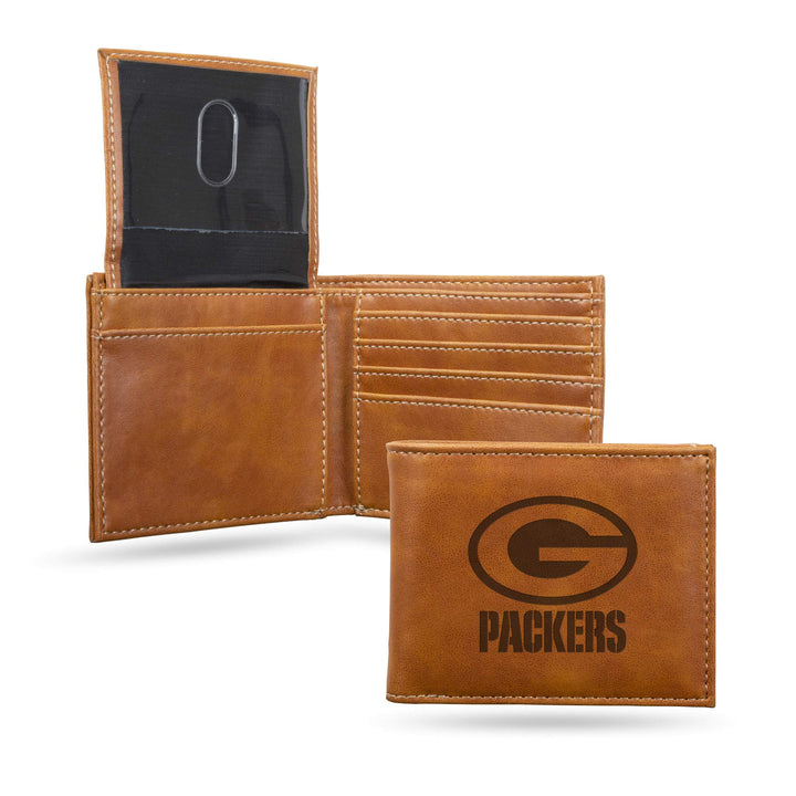 Rico Industries NFL Geldbörse mit Lasergravur, Braun Green Bay Packers, Green Bay Packers
